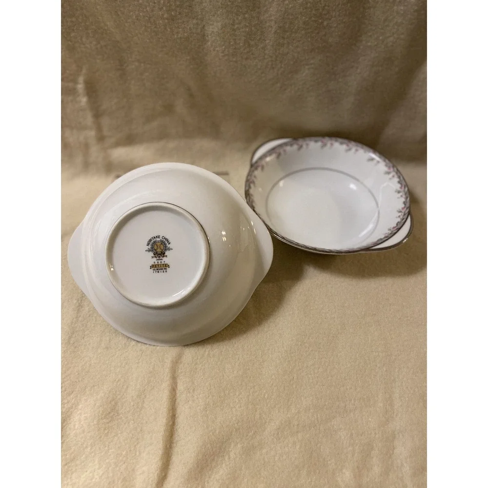 Noritake Petite 5507 Lugged Soup Cereal Bowls Set Of 2 Vintage Dinnerware 6 3/4